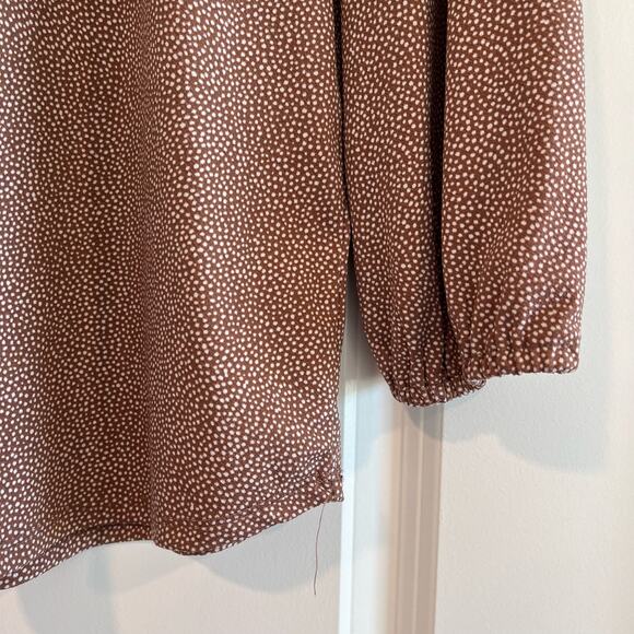 Adrianna Pappell Longsleeve Blouse Light Pink with White Dots Size Medium - Picture 2 of 9